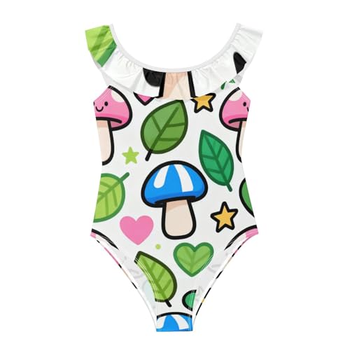 Traje de baño para niñas transpirable y suave con hojas de hongo