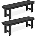 SERWALL 2-Person Backless Outdoor Bench 56 Inches, Black, 2 Pack