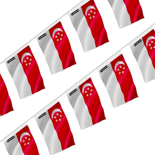 Guirlande drapeau Singapour en tissu pour soirée à thème et buffet