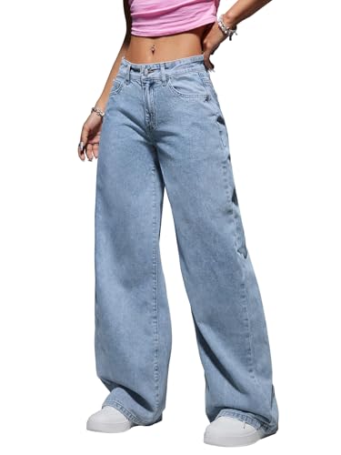 Image of Shasmi Women's Black Wide Leg Baggy Jeans High Waist Relaxed Fit Denim Pants - Loose Straight Fit Korean Style Oversized Casual Jean for Womens (Jeans 294)