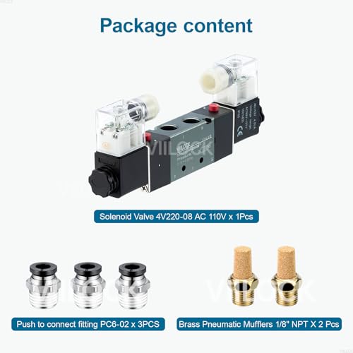 Électrovanne pneumatique robuste 4V220-08 à double commande électrique pour système industriel - 6