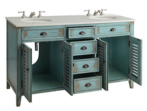 Benton Collection 60” Cottage Look Abbeville Bathroom Double Sink Bathroom Vanity CF88323-60BU - Thumbnail 4
