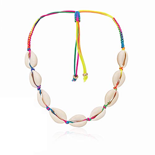 Preisvergleich Produktbild Daimay Handmade Schale Choker Kette Boho Schlüsselbein Kaurischnecke Halskette Sommer Strand Dekorationen für Frauen und Mädchen - Multicolor Line und Weiß Shells