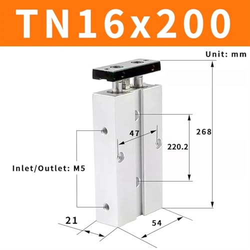 Vérin compact TN16 alésage 16 course 200 double action pneumatique