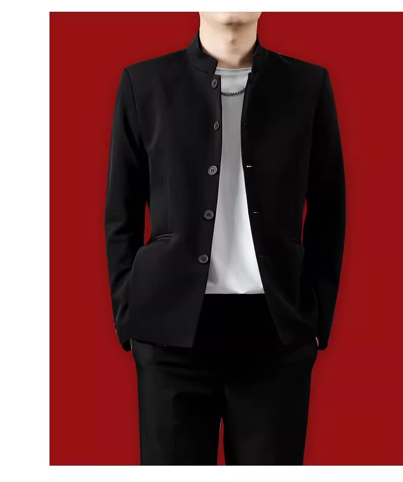 Dragon Embroidery Zhongshan Suit Coat for Men - Stand Collar Jacket for Cultural Festivals3