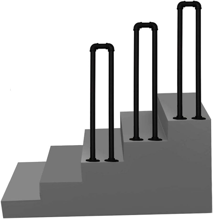 Wrought Iron Handrail Transitional for Step Picket Fits 1 Steps Matte Black Stair Rail Wrought Iron with Installation Kit Hand Rails Railing for Outdoor Steps (1.1ft~3.3ft)