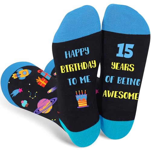 Dtdhgbev Gifts for 15 Year Old Boy,15 Year Old Boy Birthday Gifts,Happy 15th Birthday Boys Socks,15 Yr Old Boy's Gift,Gifts for Teen Boys 15