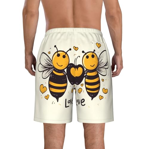 Men's Swim Trunks Quick Dry Bathing Suits Bee Love Honey Beach Board Shorts Swimwear with Pockets3