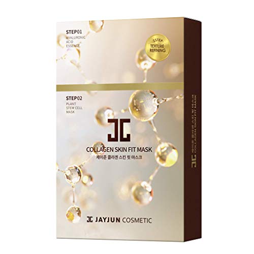 JAYJUN Collagen Skin Fit Mask (10 Sheets) – 2-Step All in one Hydration & Firming Ritual with Hyaluronic Acid & Marine Collagen 0.84 fl. oz.