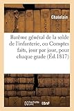  Barême général de la solde de l\'infanterie, ou Comptes faits, jour par jour, pour chaque grade,: de toutes les espèces de solde attribuées aux légions départementales et aux régimens suisses 1817