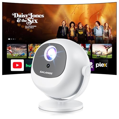 Salange Bedroom Projector with Wifi Bluetooth,Home Cinema Projector 4K 1080P Support,Electric Focus/Auto Keystone,Mini Outdoor Proyector with Android 14 TV,Compatible with TV Stick,HDMI-white&Black