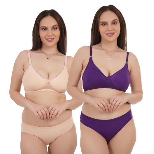 Image of UNITRUST Premium Lingerie Set with Full Coverage Non-Padded Bra and Hipster Panty Set
