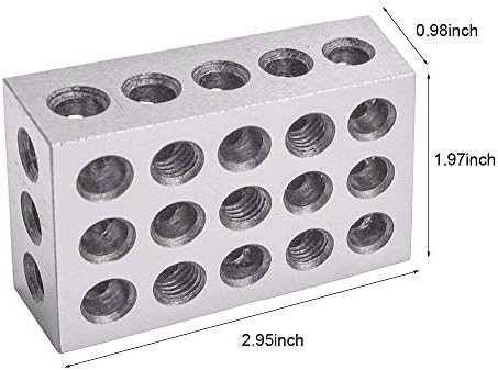 LQKYWNA Precision Blocks, 2 Pcs Hardened Steel Blocks, Parallel Blocks, 23 Holes 1-2-3 Engineer Blocks for Milling Machinist Lathe Tools