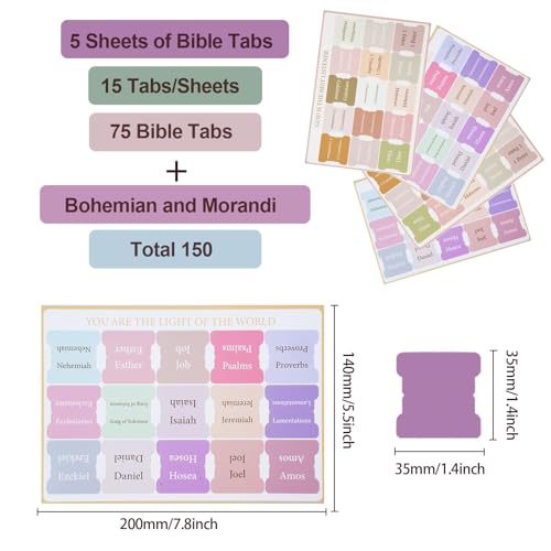 150 Bibel-Tabs für Frauen, YRYUNRUI Studienbibel-Index-Tabs, Studienzubehör und Materialien für das Tagebuchhalten für Frauen, Studium des Alten und Neuen Testaments (2 Farben)