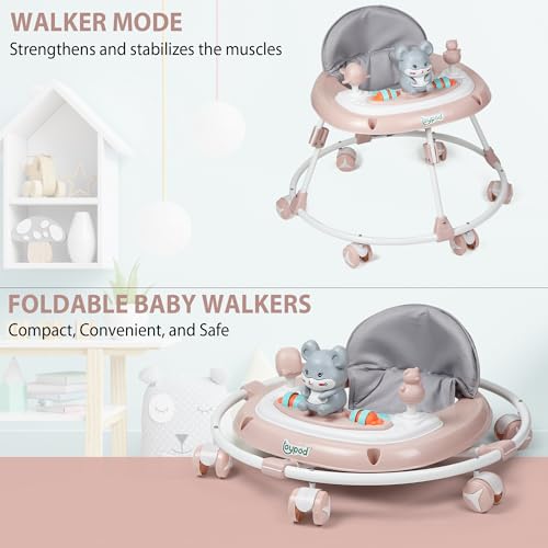 Image of JoyRide Musical Baby Walker with Adjustable Seat, Interactive Toy Bar, Foldable Design, 6-18 Months (Beige)