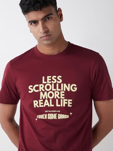 Image of Bewakoof Men's Cotton Jersey Typography Regular Fit Half Sleeve Round Neck T-Shirt | Tshirt for Man | Tshirt for Men Cotton | Tshirts for Men Stylish | Casual Wear | Street Wear