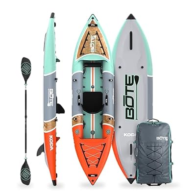 BOTE Koda Aero Inflatable Kayak Packable for Single Rider Adults Kids Family Friendly Blow Up Fishing MAGNEPod Compatible, Multiple Sizes