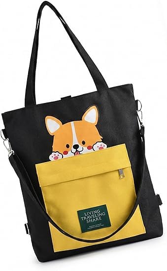K2P Canvas Tote Bag, Backpack, Shoulder Bag, Handbags for Women Ladies Girls for School, College, Office, Travel, Shopping, Daily Use, Adjustable Strap 4