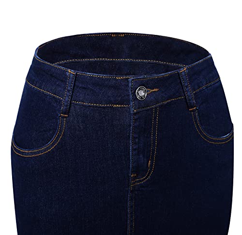 Women's Midi Jean Skirt- High Rise Straight Long Denim Skirts for Ladies- Blue Stretchy Jean Skirt (Dark Blue, US 2) — view 4