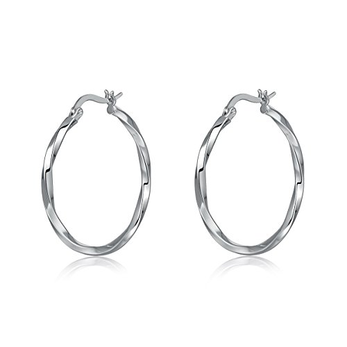 MBLife 925 Sterling Silver Medium Stunning Twisted Hoop Earrings (Diameter 1.2