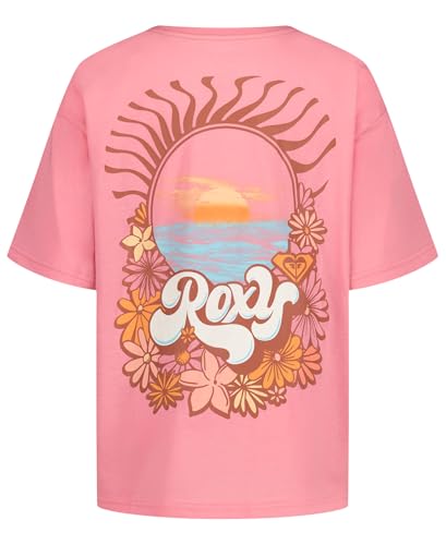 Image of Roxy Girls' Short Sleeve Oversized Fit Logo Tee, Crew Neck Graphic T-Shirt, Soft & Comfortable