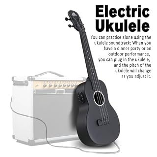Electric Concert Ukulele, EASTROCK Carbon Fiber 23 Inch Ukelele Kit for Adult Professional, Beginner Uke with Case, Strap, Capo, Strings, Black - Les Beatles, Paul McCartney, John Lennon, RIngo Starr, George Harrison Electric Concert Ukulele, EASTROCK Carbon Fiber 23 Inch Ukelele Kit for Adult Professional, Beginner Uke with Case, Strap, Capo, Strings, Black – Image 2