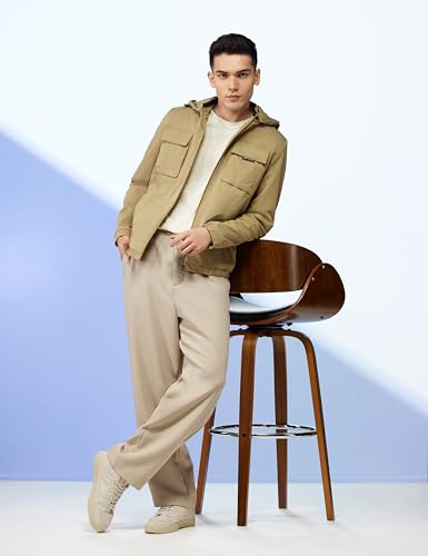 Image of Qube By Fort Collins Men's Regular Fit Lightweight Winter Jacket - Textured Fabric, Warm & Stylish Outerwear