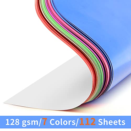 112 Sheets Foil Cardstock, Metallic Mirror Board Sheets Folding Paper For Arts & Crafts, 7 Colors 6X6 Inch Foil Origami Folding Paper For Scrapbook Paper, Diy Card, Invitation Supplies #TOP3