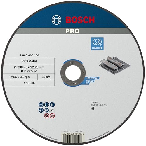 Bosch 1x PRO Metal Longlife Trennscheibe für große Winkelschleifer und 22 23mm-Bohrung (für Stahl Ø 230 mm Professional Zubehör Großer Winkelschleifer)