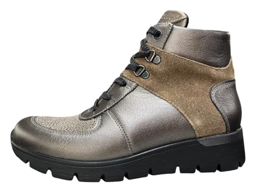 Waldläufer Botines para mujer K-Ramona 626K82-500-014, piel de pizarra Mouse Motta, tallas 37,5 a 42, Cuidado de cuero, 41 EU Ancho