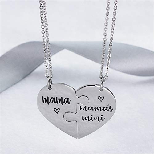 Nanafast 2 Pcs Mother Daughter Necklaces Adjustable Stainless Steel Matching Heart Necklace Set Mother’s Day Valentines Gifts For Couples Mom And Daughter - Mama #TOP2