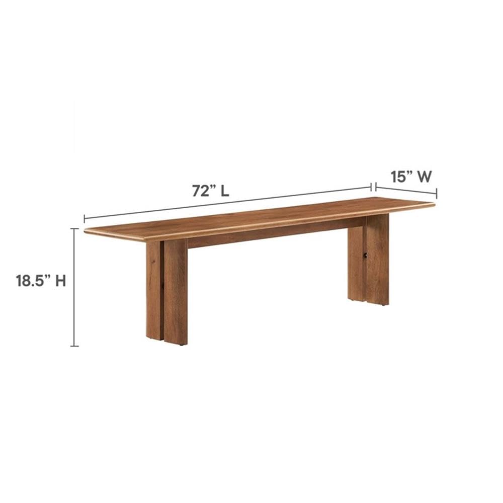 Modway EEI-6345-WAL Amistad 72" Wood Bench, Walnut