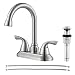 PARLOS Two-Handle Bathroom Sink Faucet with Drain Assembly and Supply Hose Lead-free cUPC Mixer Double Handle Tap Laundry Utility Faucet Brushed Nickel, 13591