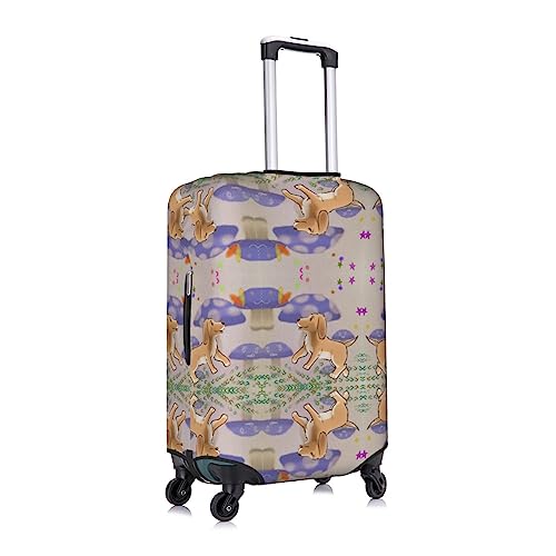 Cartoon mushroom with dog Suitcase Cover Small with Invisible Zipper, for Business and Travel, Without Suitcase3