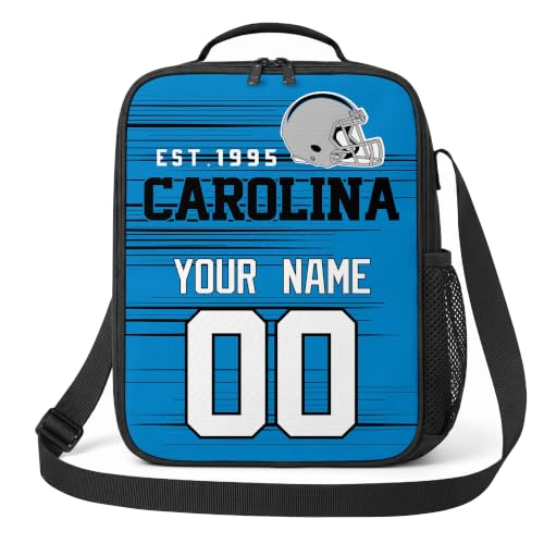 Image of Carolina Lunch Bag Custom Name and Number Personalized Gifts | Custom Personalized Lunch Box for Men Women