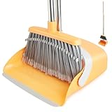 XXFLOWER Ensemble pelle à poussière et balayette à long manche avec dents de peigne, br...