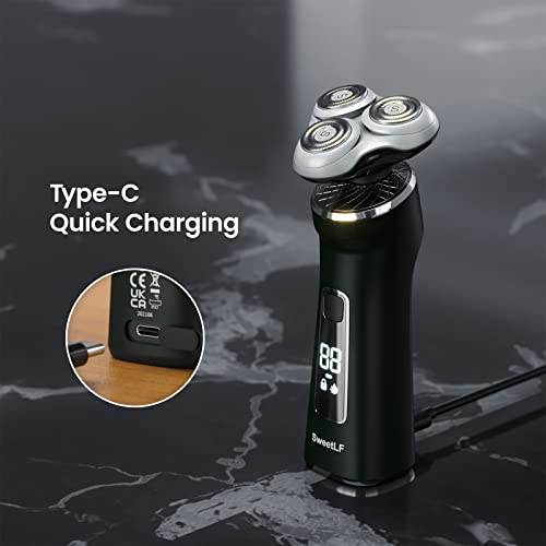 Sweetlf Electric Shavers For Men,3 In 1 Rotary Men's Shaver, Type-C Quick Charging Electric Razor,Ipx7 Waterproof #TOP6