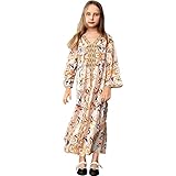 PolyJolly Abaya Dress for Girls Dubai Sadui Kids Moroccan Kaftan Gown Orange Eid Dress 6