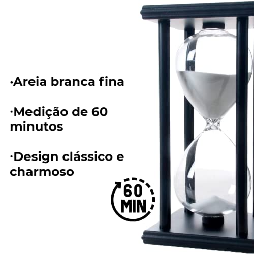 Ampulheta De Vidro E Madeira Para Decoração Com Tempo De 60 Minutos Temporizador Retrô De Areia Bran