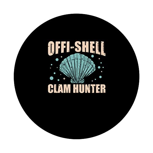 Offi-Shell Clam Hunter Shelling Seashell Collecting PopSockets Swappable PopGrip, Black - Image 3