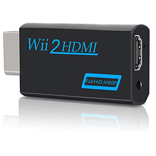 Wii to hdmi Converter, wii to hdmi Adapter, wii to hdmi 1080p 720p Output Video Audio with 3.5mm Jack Audio - Supports All Wii Display Modes -Black