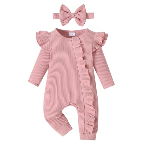 Newborn Baby Girl Romper Zip Ruffle Bodysuit One Piece Jumpsuit Baby Girl Clothes Coming Home Outfits