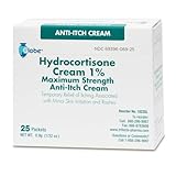 Globe (Box 25 Hydrocortisone 1% Maximum Strength Cream, (0.9g Packet) Anti-Itch Cream for Redness, Swelling, Itching, Rash, Bug Bites, Eczema, More