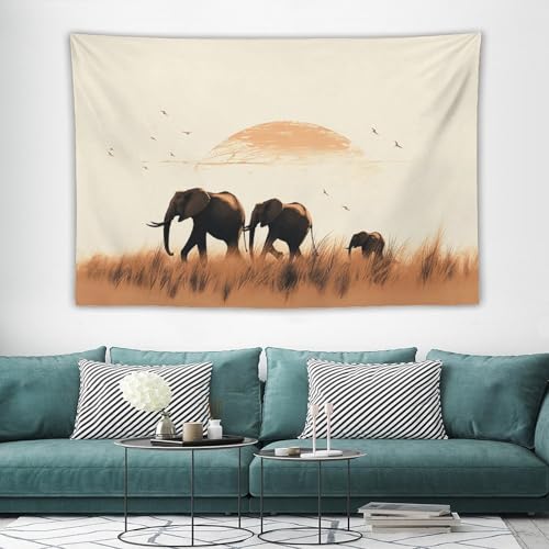 Tapisserie murale éléphants : habillez un mur vide avec cette déco vintage légère