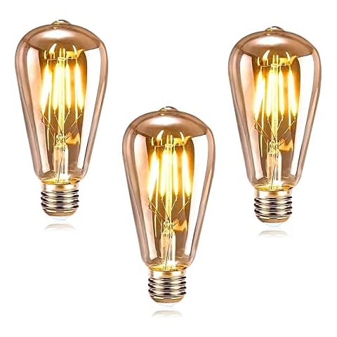 3Pack E27 Vintage Edison Incandescent Bulbs ST64 40W Amber Glass Retro Old Fashioned Dimmable Decorative Spiral Filament Light Bulbs 2700K Warm White Lights Ideal for Home Restaurant Cafe (ST64) Cover