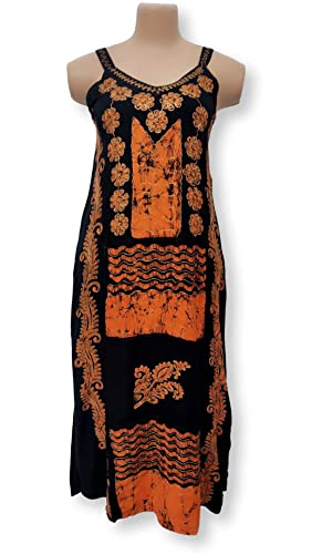 Vestido Longo Alça Indiano Bordado Batik Cod E80