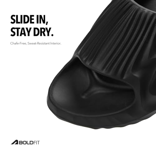 Image of Boldfit Sliders for Man, Stylish PU Strap Slippers for Men,Cushioned Eva Footbed Flip Flops & Anti-Slip Chappal, Lightweight, Durable & Supportive Slider for Everyday Wear