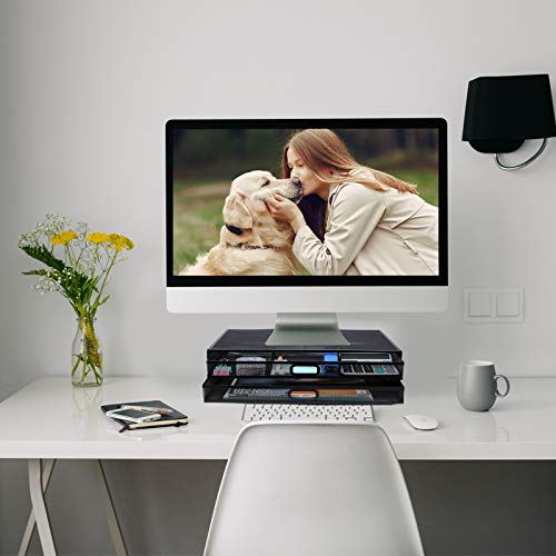 Tersework Monitor Stand Riser-Metal Mesh Computer Monitor Stand with Dual Pull Out Storage Drawer,Office Supplies Kit for PC, Computer, Laptop… - Thumbnail 2