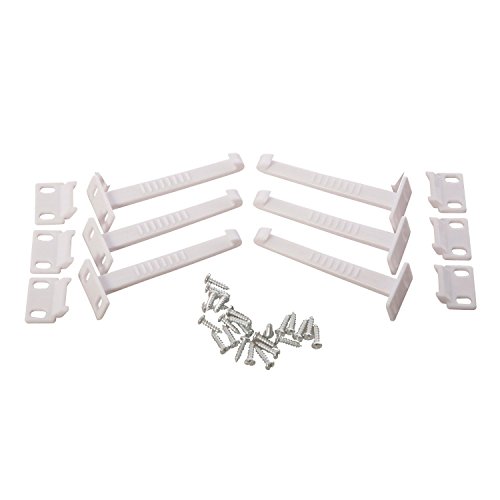 Dreambaby Safety Catches - Child Proof Cabinet & Drawers Locks Latches - White - 6 Count - Model L101