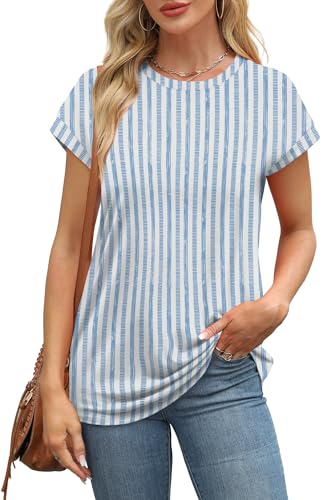 Image of Alaroo Womens Summer Tops Short Sleeve Shirts Crew Neck Cute Trendy Tunic Blouses (S-3XL)